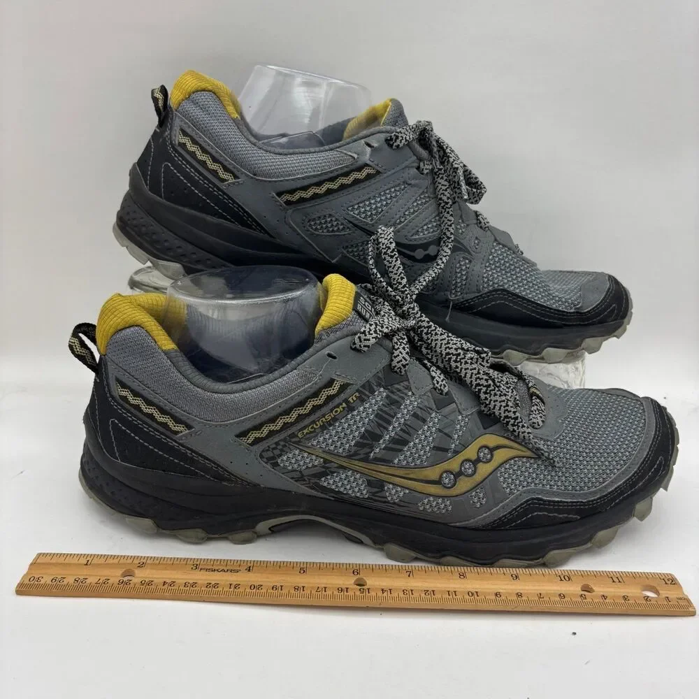 Saucony Excursion TR12 Mens 13 Gray Black Yellow Trail Running Shoes S20453